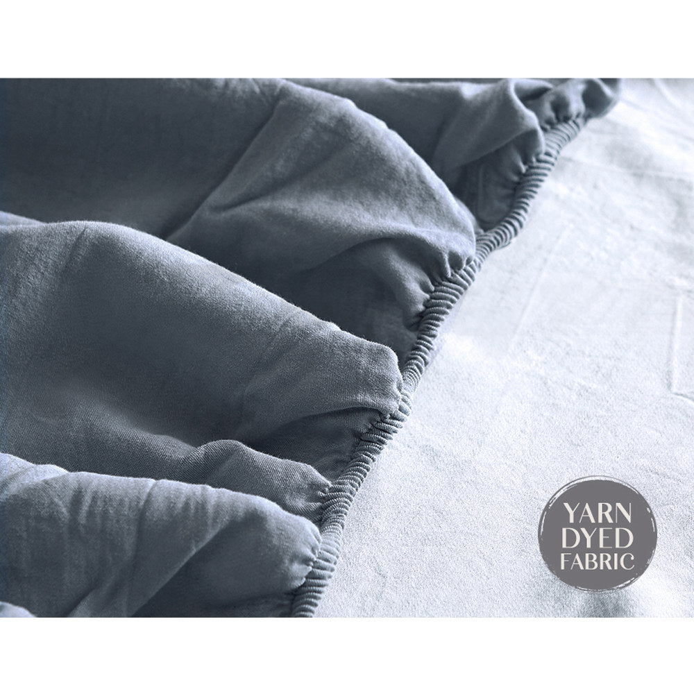 Deluxe Sheet Set Cotton Sheets Single Blue Dark Grey - Bedzy Australia