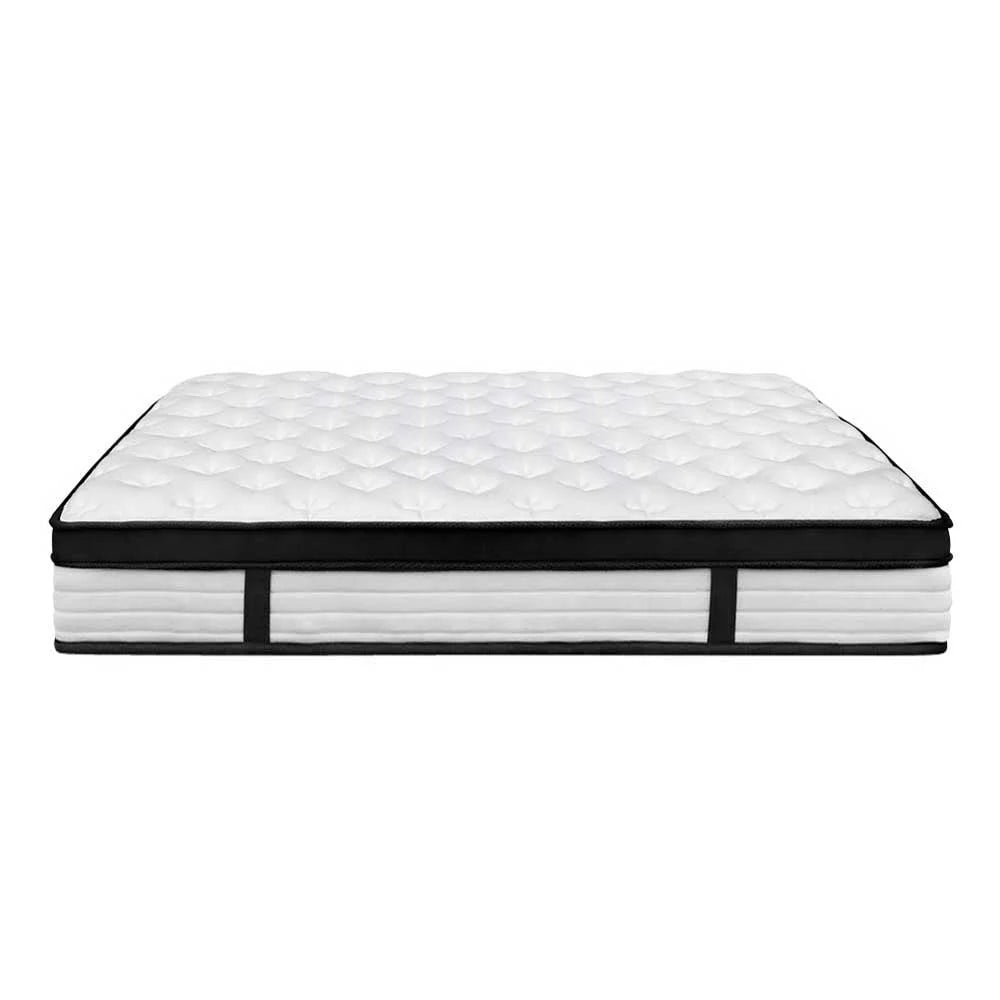 Double Package | Dunelight LED Bed Black & Devon Euro Top Mattress (Medium) with plush white mattress on black base