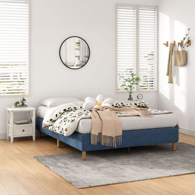 Double Metal Bed Frame Mattress Foundation - Blue - Furniture > Bedroom - Bedzy Australia