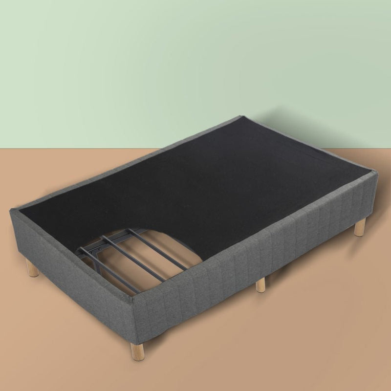 Double Metal Bed Frame Mattress Foundation - Dark Grey - Furniture > Bedroom - Bedzy Australia