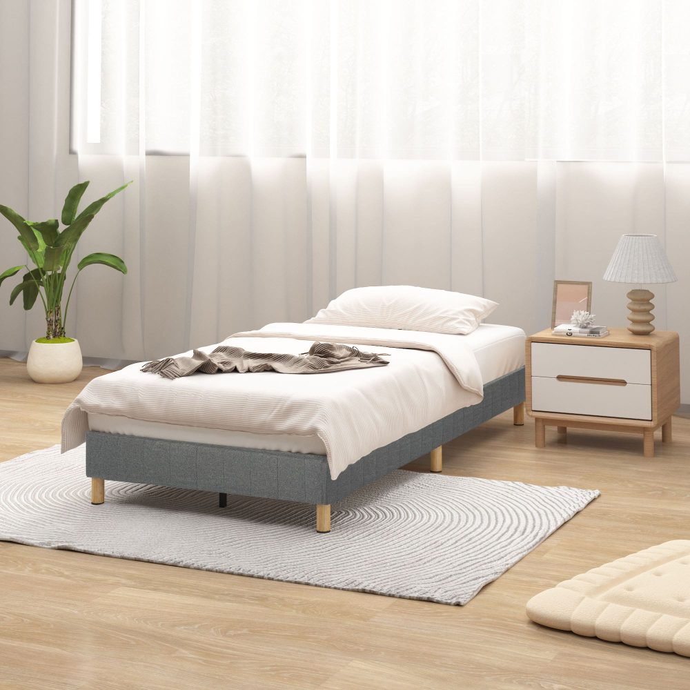 Double Metal Bed Frame Mattress Foundation - Dark Grey - Furniture > Bedroom - Bedzy Australia