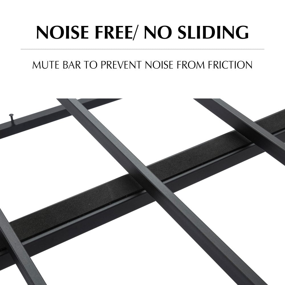 Double Metal Bed Frame Mattress Foundation - Dark Grey - Furniture > Bedroom - Bedzy Australia
