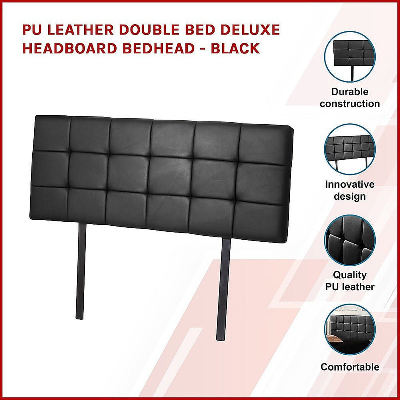 Double Size | Deluxe Headboard Bedhead (Black) - Bedzy Australia