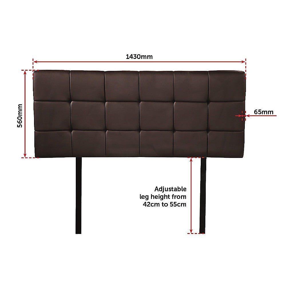 Double Size | Deluxe Headboard Bedhead (Brown) - Bedzy Australia