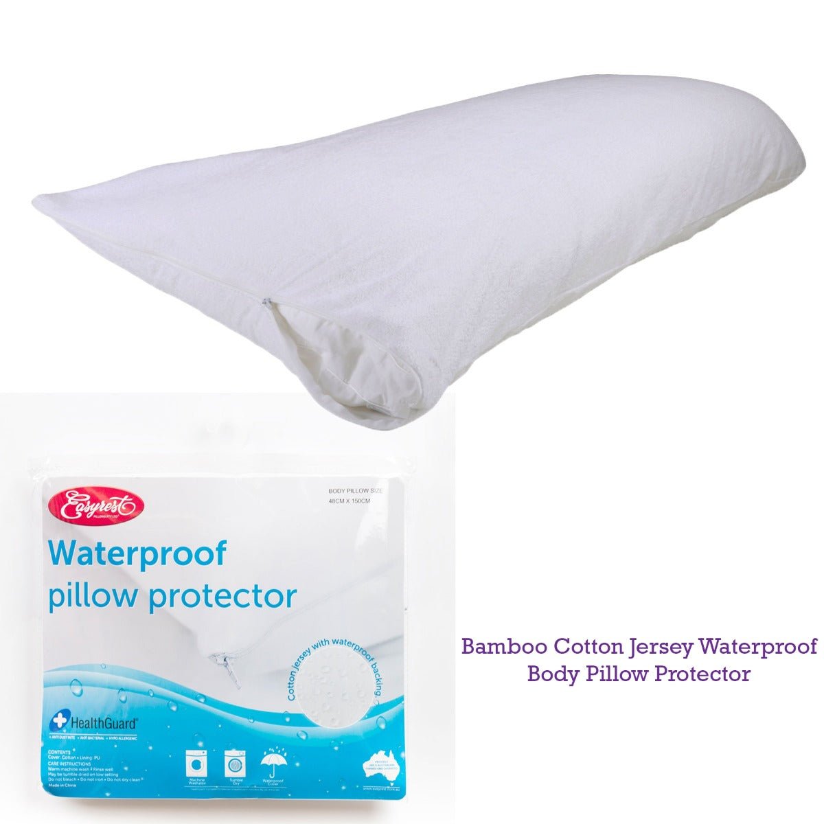 Easyrest Cotton Jersey Waterproof Body Pillow Protector - Home & Garden > Decor - Bedzy Australia