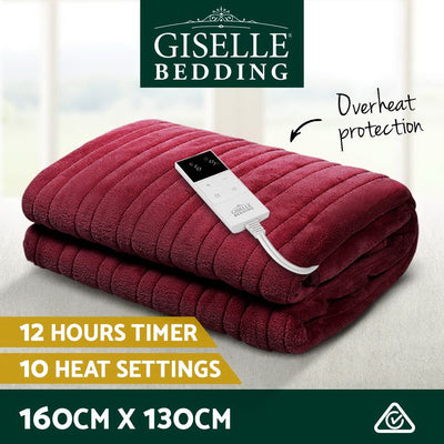 Electric Throw Blanket - Burgundy - Bedzy Australia