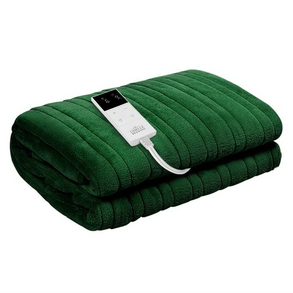 Electric Throw Rug Heated Blanket Washable Snuggle Flannel Winter Green - Home & Garden > Bedding - Bedzy Australia