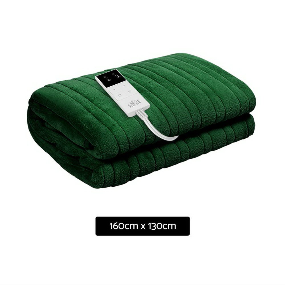 Electric Throw Rug Heated Blanket Washable Snuggle Flannel Winter Green - Home & Garden > Bedding - Bedzy Australia