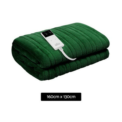 Electric Throw Rug Heated Blanket Washable Snuggle Flannel Winter Green - Home & Garden > Bedding - Bedzy Australia