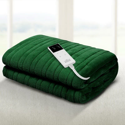 Electric Throw Rug Heated Blanket Washable Snuggle Flannel Winter Green - Home & Garden > Bedding - Bedzy Australia