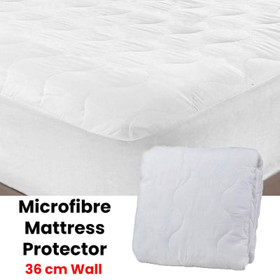 Essentially Home Living Microfibre Quilted Fitted Mattress Protector - LONG SINGLE - Home & Garden > Bedding - Bedzy Australia