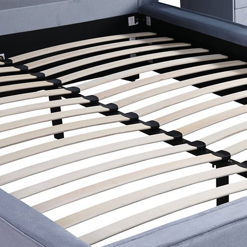 Estella Queen Bed Frame Fabric Upholstery KD Slat in Black - Furniture > Bar Stools & Chairs > Arm Chairs & Recliners - Bedzy Australia