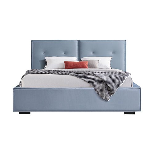 Estella Queen Bed Frame Fabric Upholstery KD Slat in Black - Furniture > Bar Stools & Chairs > Arm Chairs & Recliners - Bedzy Australia