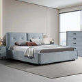 Estella Queen Upholstered Bed Frame with Button Tufted Headboard - Grey