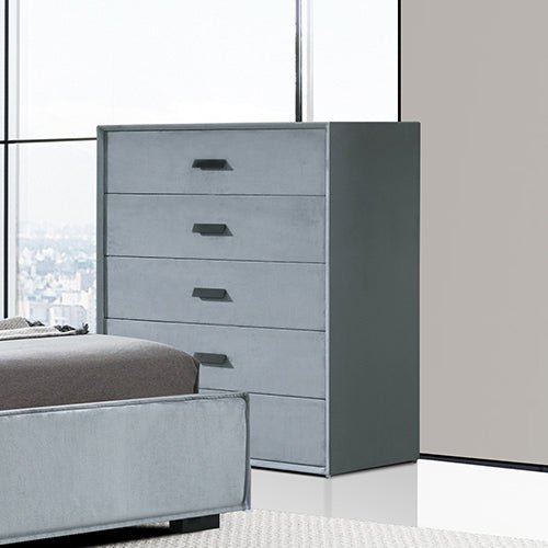 Estella Tallboy MDF Construction Fabric Upholstery Iron Feet - Furniture > Bedroom > Beds & Bed Frames - Bedzy Australia
