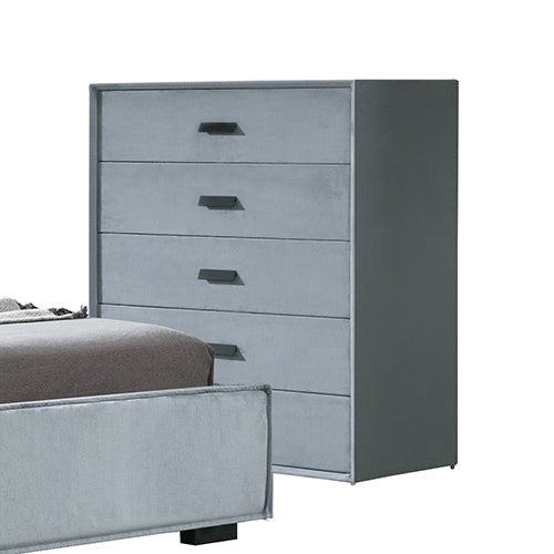 Estella Tallboy MDF Construction Fabric Upholstery Iron Feet - Furniture > Bedroom > Beds & Bed Frames - Bedzy Australia