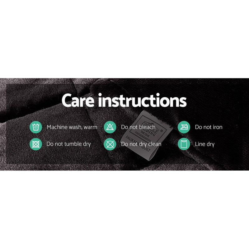 Faux Mink Quilt Plush Throw Blanket Comforter Duvet Cover Charcoal Double - Bedzy Australia