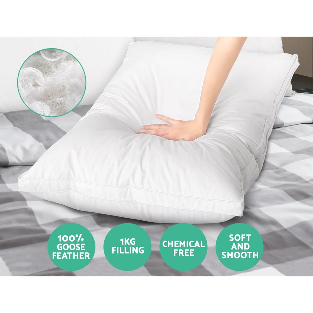 Feather Down Twin Pack Pillow - Bedzy Australia
