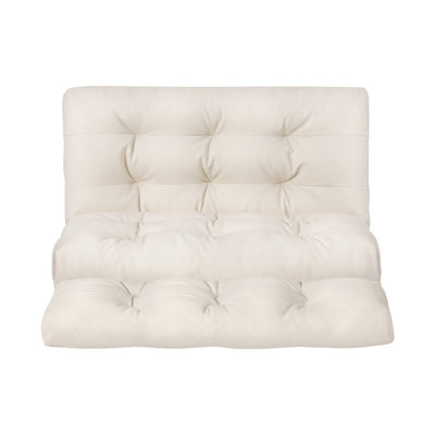 Floor Lounge Sofa Bed 2 Seater Pillow Leather White - Furniture > Living Room - Bedzy Australia