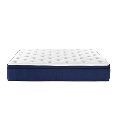 Double Comfort Package | Franky Euro Top Cool Gel Mattress (Medium Firm) with plush white quilted top and navy blue sides