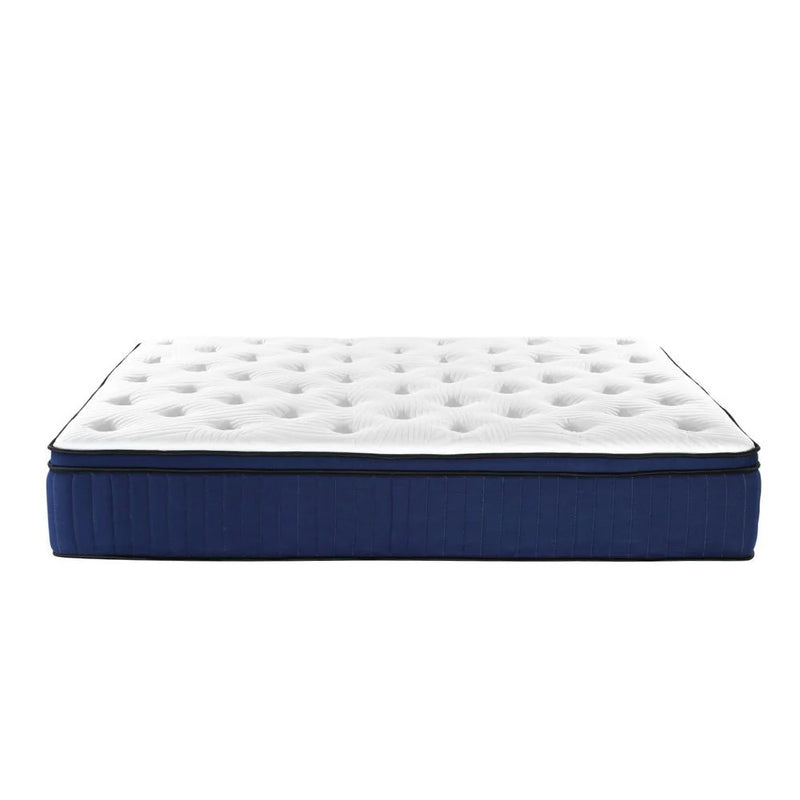 Double Comfort Package | Franky Euro Top Cool Gel Mattress (Medium Firm) with plush white quilted top and navy blue sides