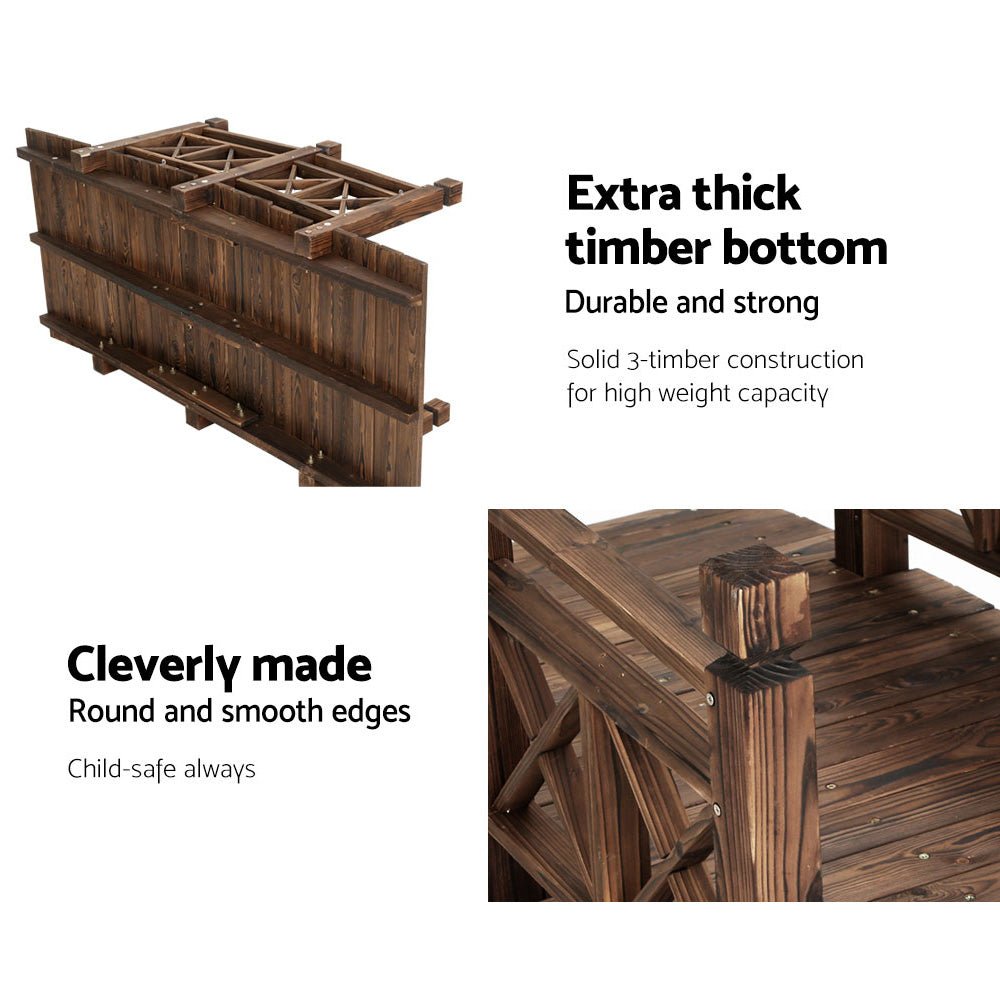 Garden Decor Outdoor Ornament Wooden Bridge 150cm - Furniture > Outdoor - Bedzy Australia