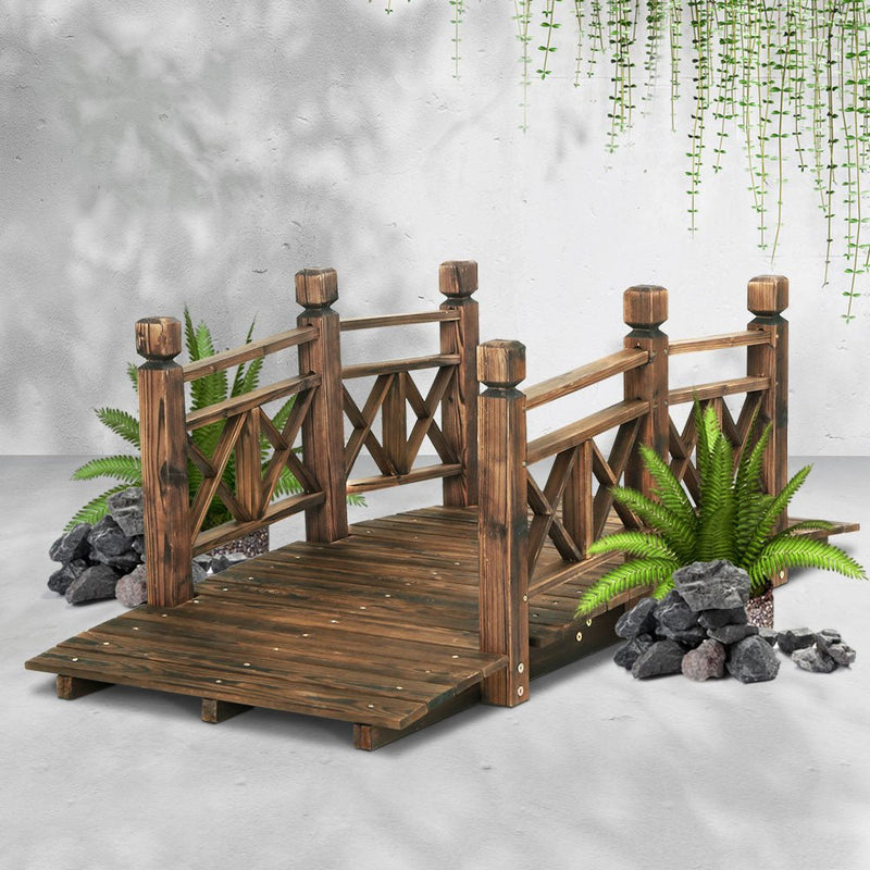 Garden Decor Outdoor Ornament Wooden Bridge 150cm - Furniture > Outdoor - Bedzy Australia