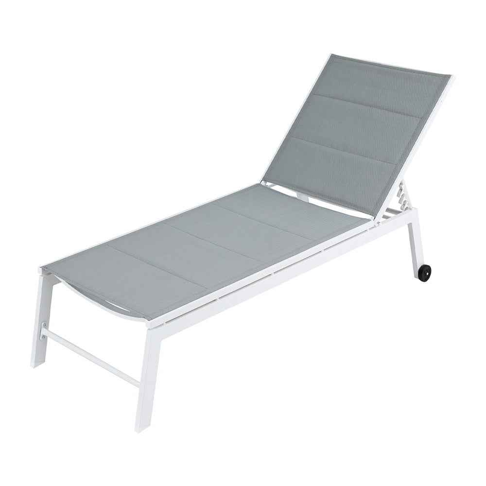 Gardeon Sun Lounger Chaise Lounge Wheels Patio Furniture Outdoor Setting White - Furniture > Outdoor > Outdoor Sofas & Lounge Sets - Bedzy Australia
