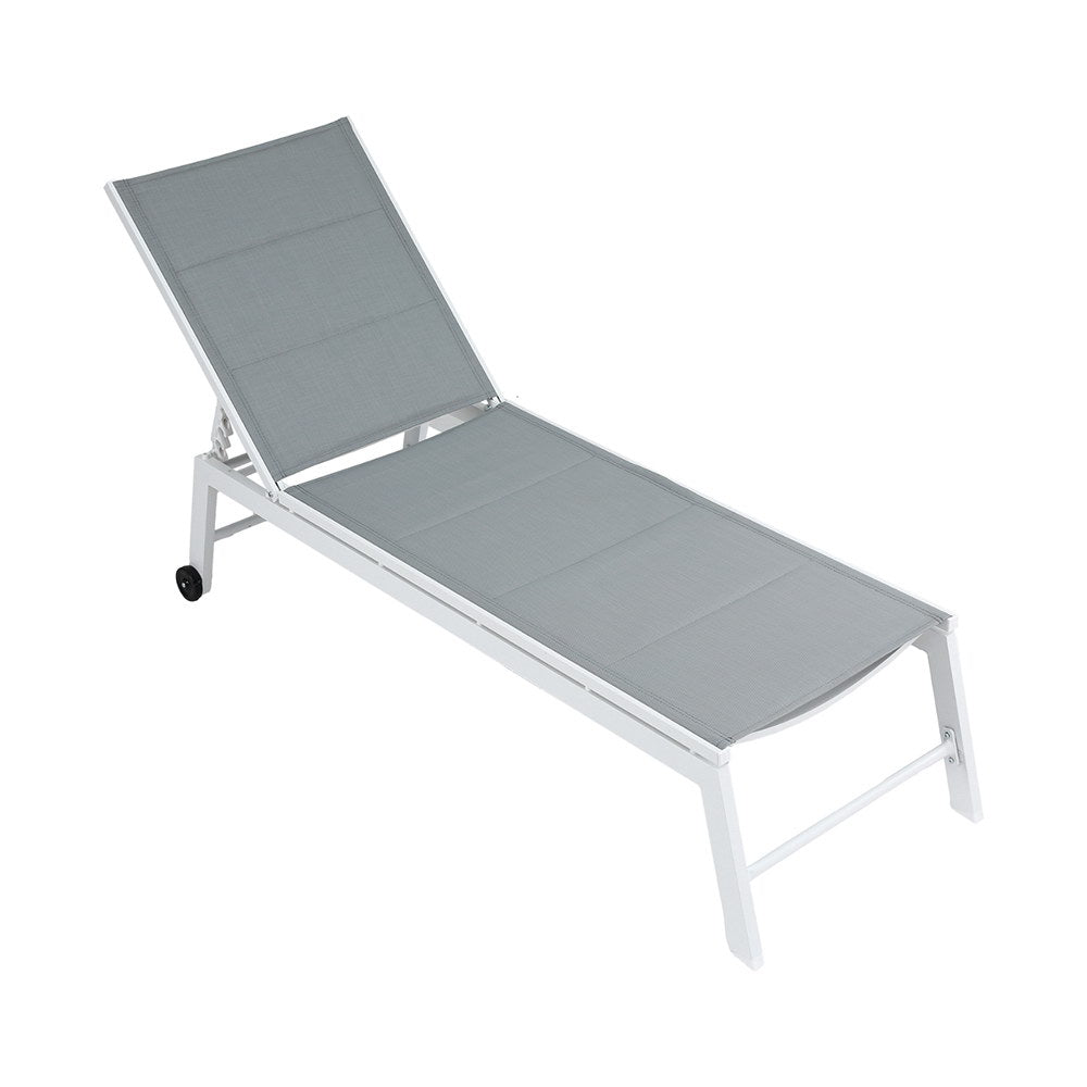 Gardeon Sun Lounger Chaise Lounge Wheels Patio Furniture Outdoor Setting White - Furniture > Outdoor > Outdoor Sofas & Lounge Sets - Bedzy Australia