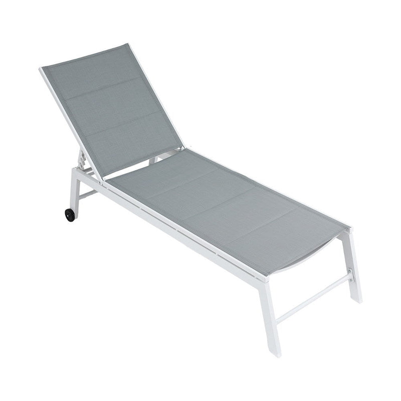 Gardeon Sun Lounger Chaise Lounge Wheels Patio Furniture Outdoor Setting White - Furniture > Outdoor > Outdoor Sofas & Lounge Sets - Bedzy Australia