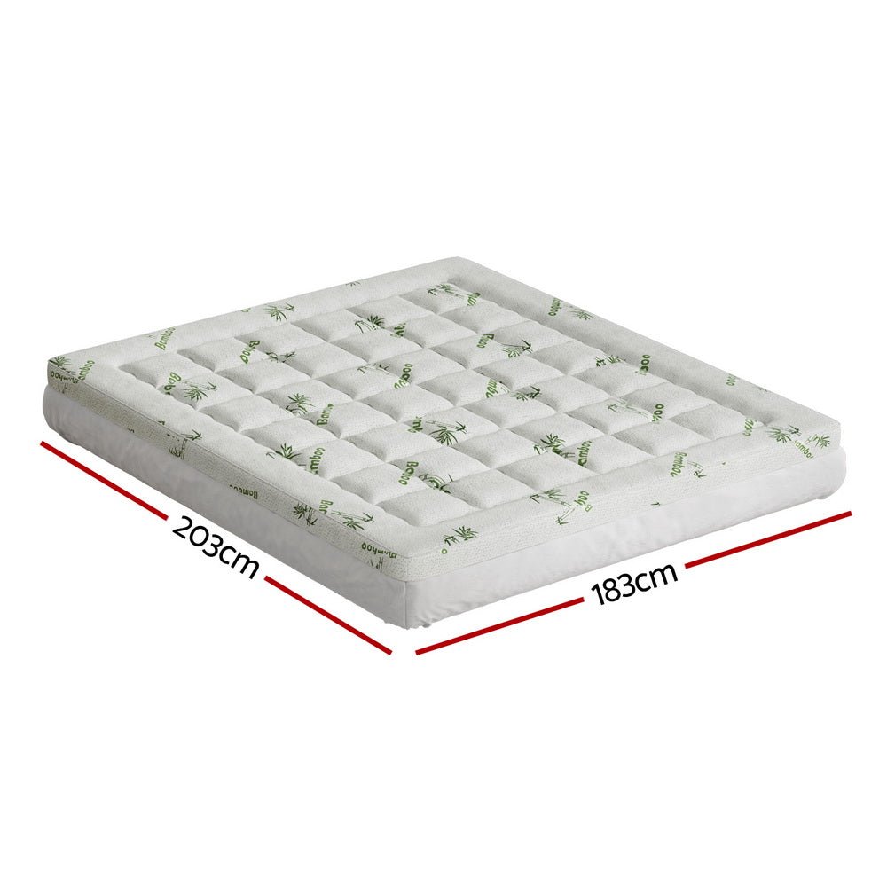 Giselle Bedding Mattress Topper Pillowtop Bamboo 7.5cm King - Furniture > Mattresses > Mattress Toppers - Bedzy Australia