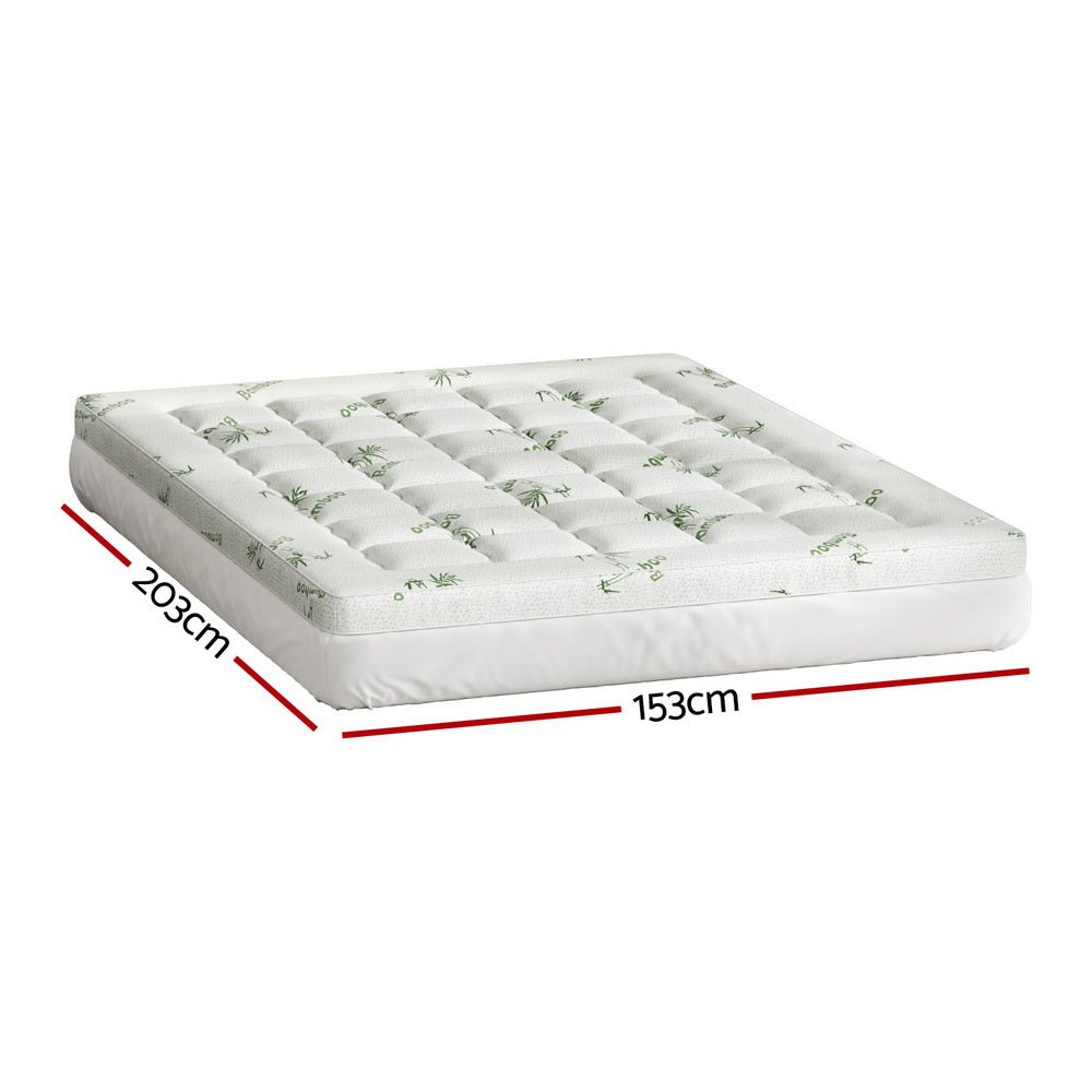 Giselle Bedding Mattress Topper Pillowtop Bamboo 7.5cm Queen - Furniture > Mattresses > Mattress Toppers - Bedzy Australia
