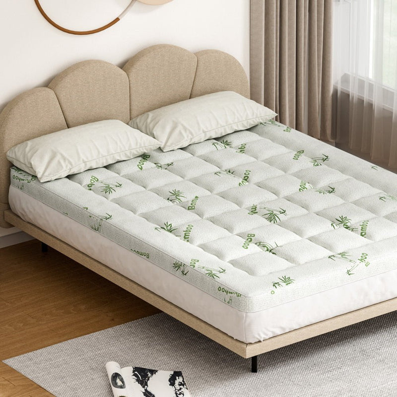 Giselle Bedding Mattress Topper Pillowtop Bamboo 7.5cm Queen - Furniture > Mattresses > Mattress Toppers - Bedzy Australia