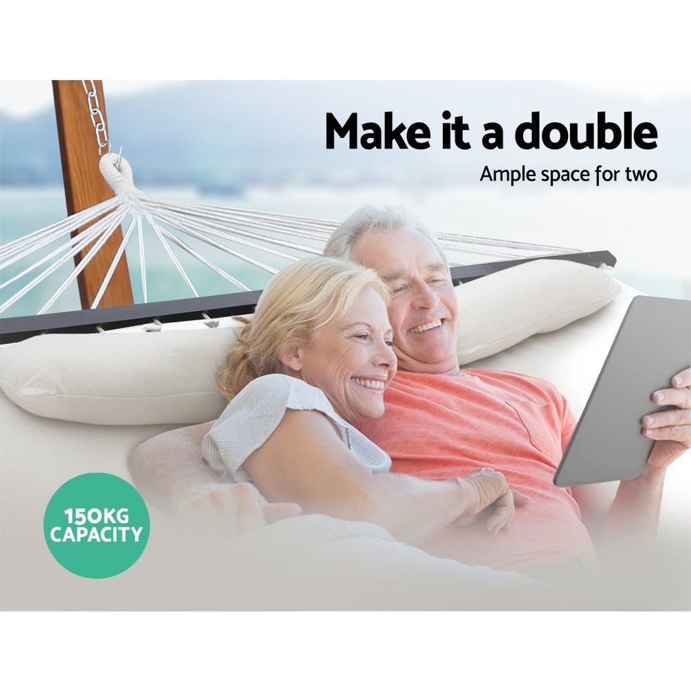 Hammock Bed Outdoor Camping Portable Hanging Chair 2 Person Piillow - Home & Garden > Hammocks - Bedzy Australia