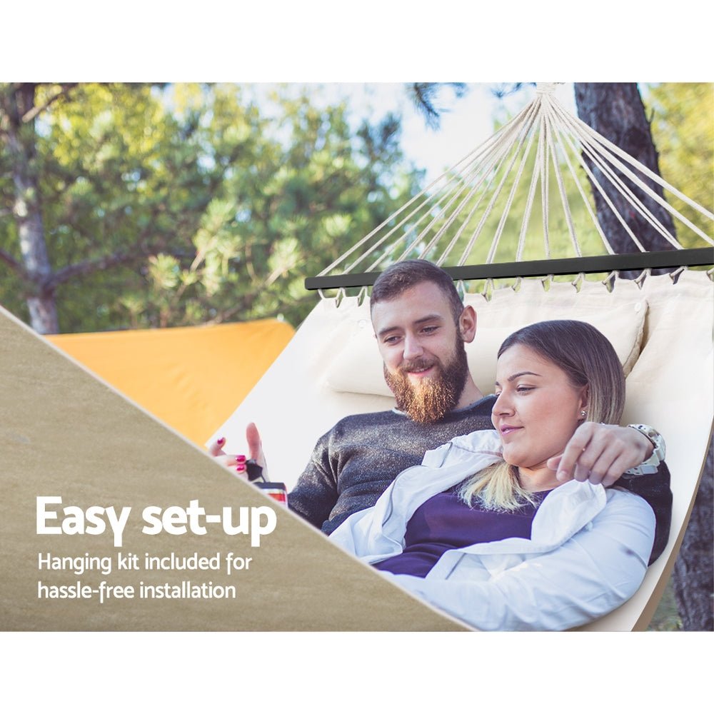 Hammock Bed Outdoor Camping Portable Hanging Chair 2 Person Piillow - Home & Garden > Hammocks - Bedzy Australia