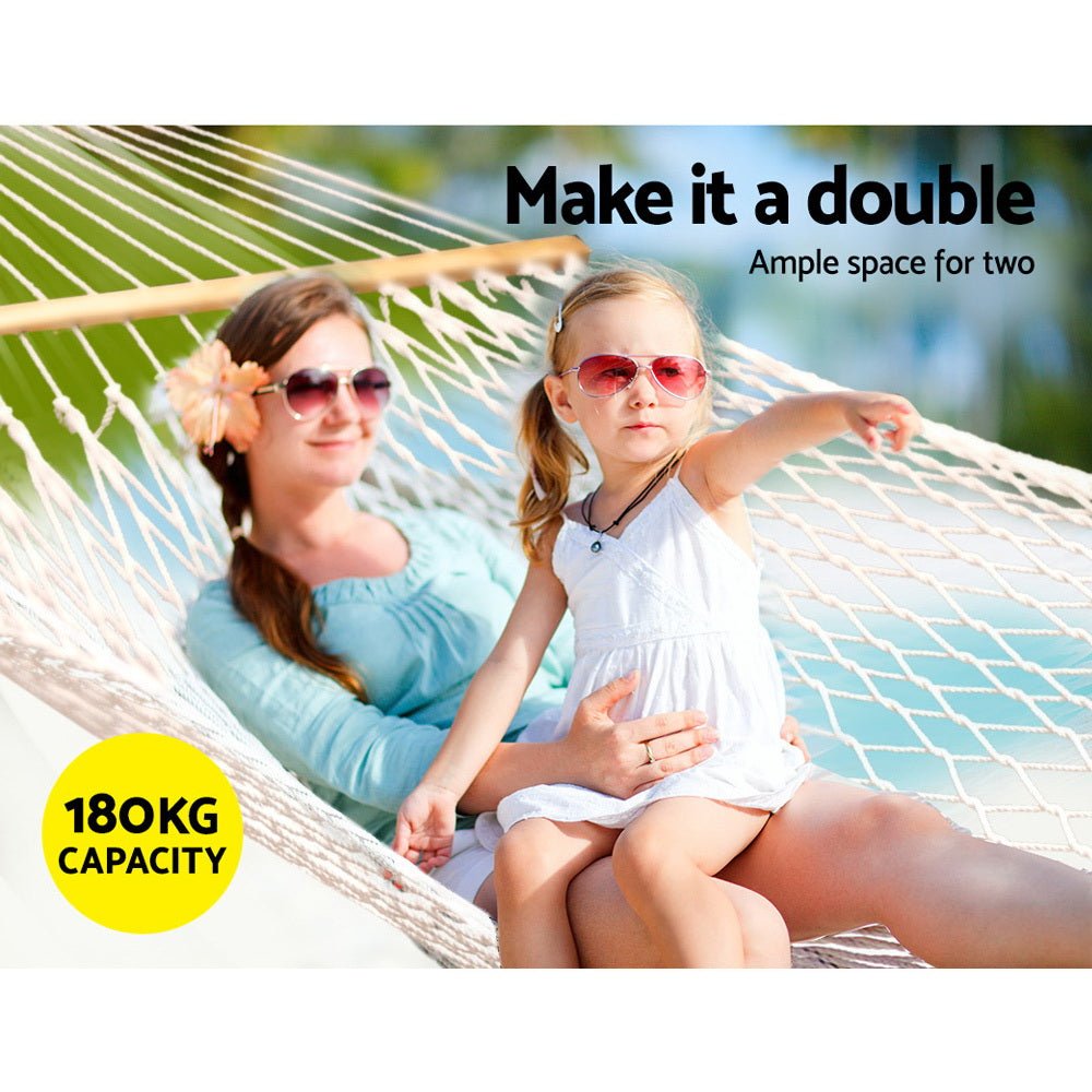 Hammock Bed Outdoor Chair Camping Hanging Hammocks Mesh 2 Person - Home & Garden > Hammocks - Bedzy Australia