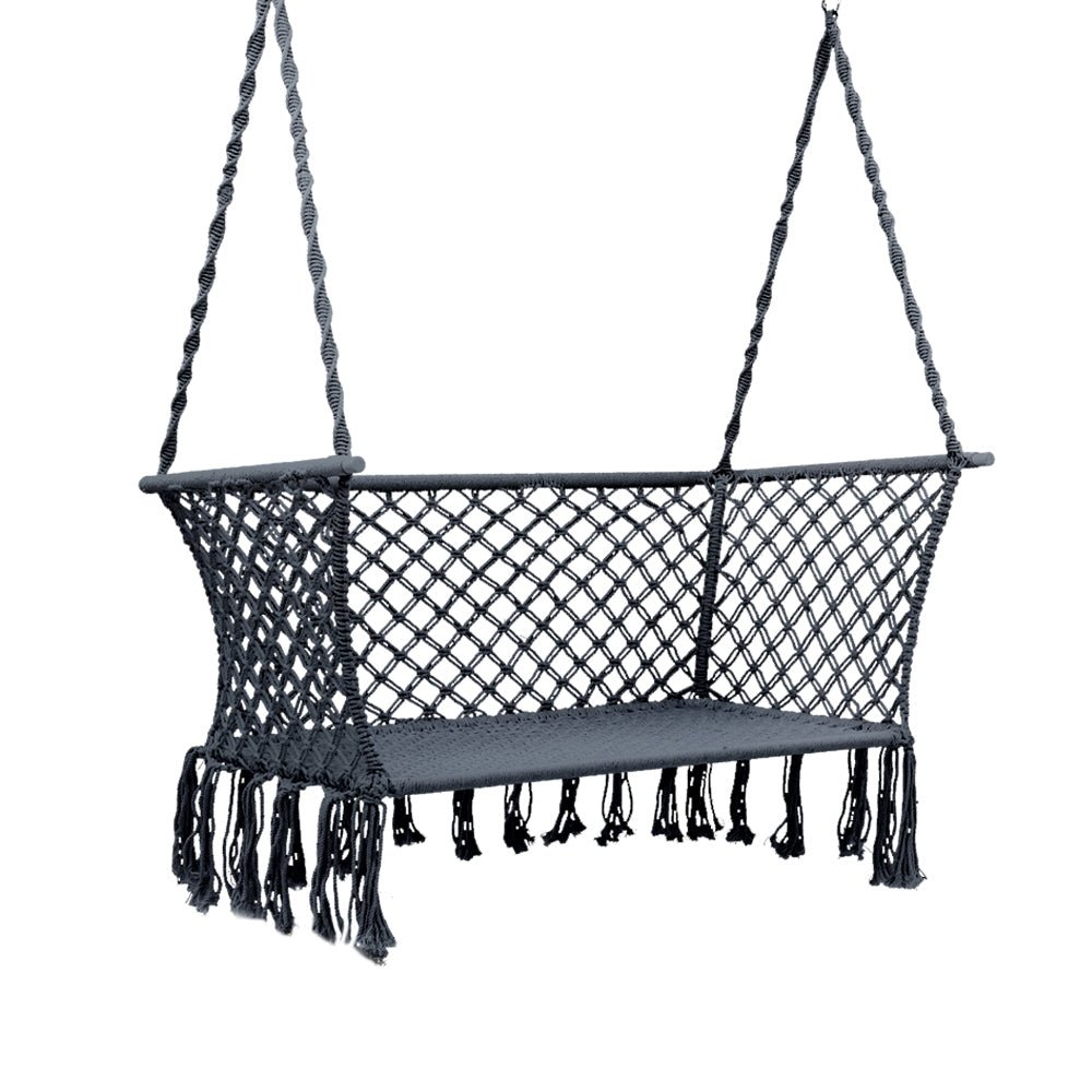 Hammock Chair Outdoor Portable Camping Hammocks 2 Person Grey - Furniture > Outdoor - Bedzy Australia