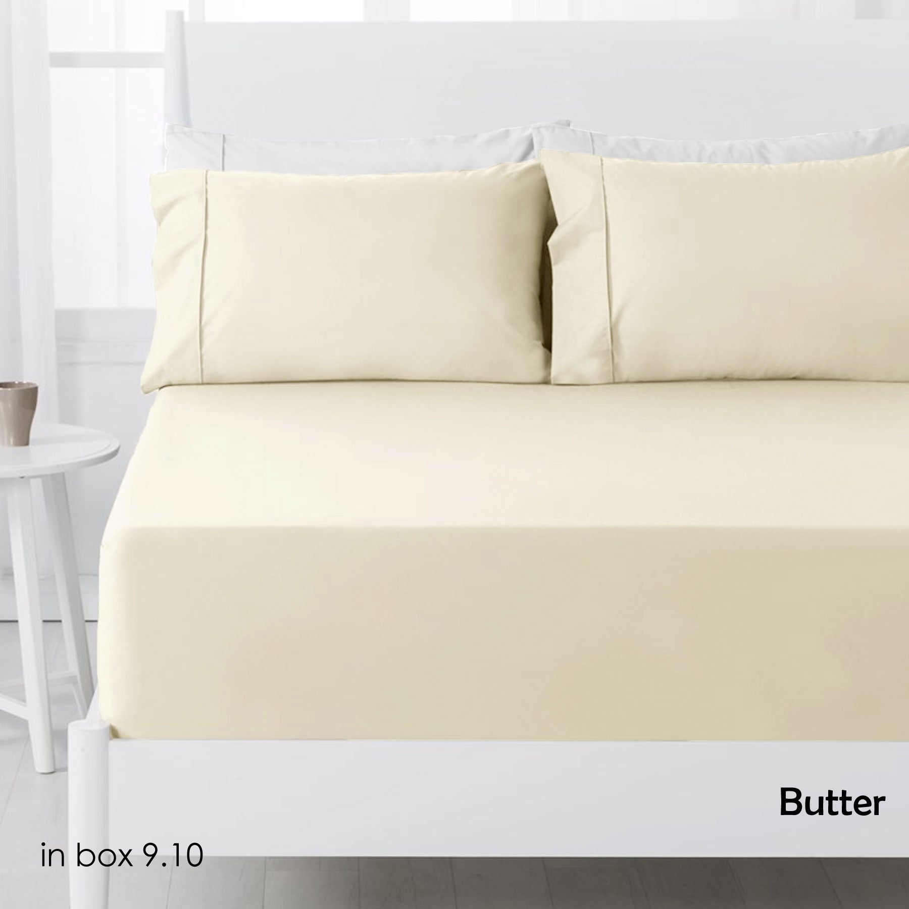 Hotel Living 250TC Polyester Cotton Fitted Sheet Set Butter Double - Home & Garden > Bedding - Bedzy Australia