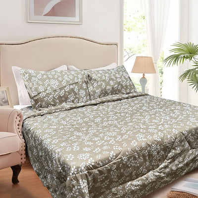Hotel Living 3 Pce Light Weight Comforter Set Queen/King Corbett Floral Outlines - Home & Garden > Bedding - Bedzy Australia