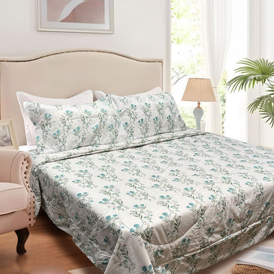 Hotel Living 3 Pce Light Weight Comforter Set Queen/King Corbett Floral Teal - Home & Garden > Bedding - Bedzy Australia