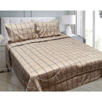 Hotel Living 3 Pce Light Weight Comforter Set Queen/King Oscar Chevron Checkers - Home & Garden > Bedding - Bedzy Australia