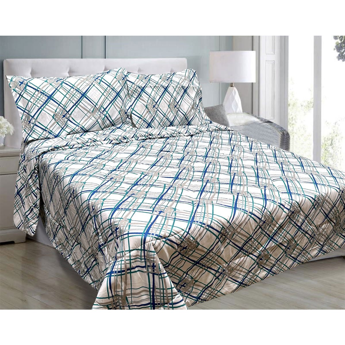 Hotel Living 3 Pce Light Weight Comforter Set Queen/King Oscar Crisscross - Home & Garden > Bedding - Bedzy Australia