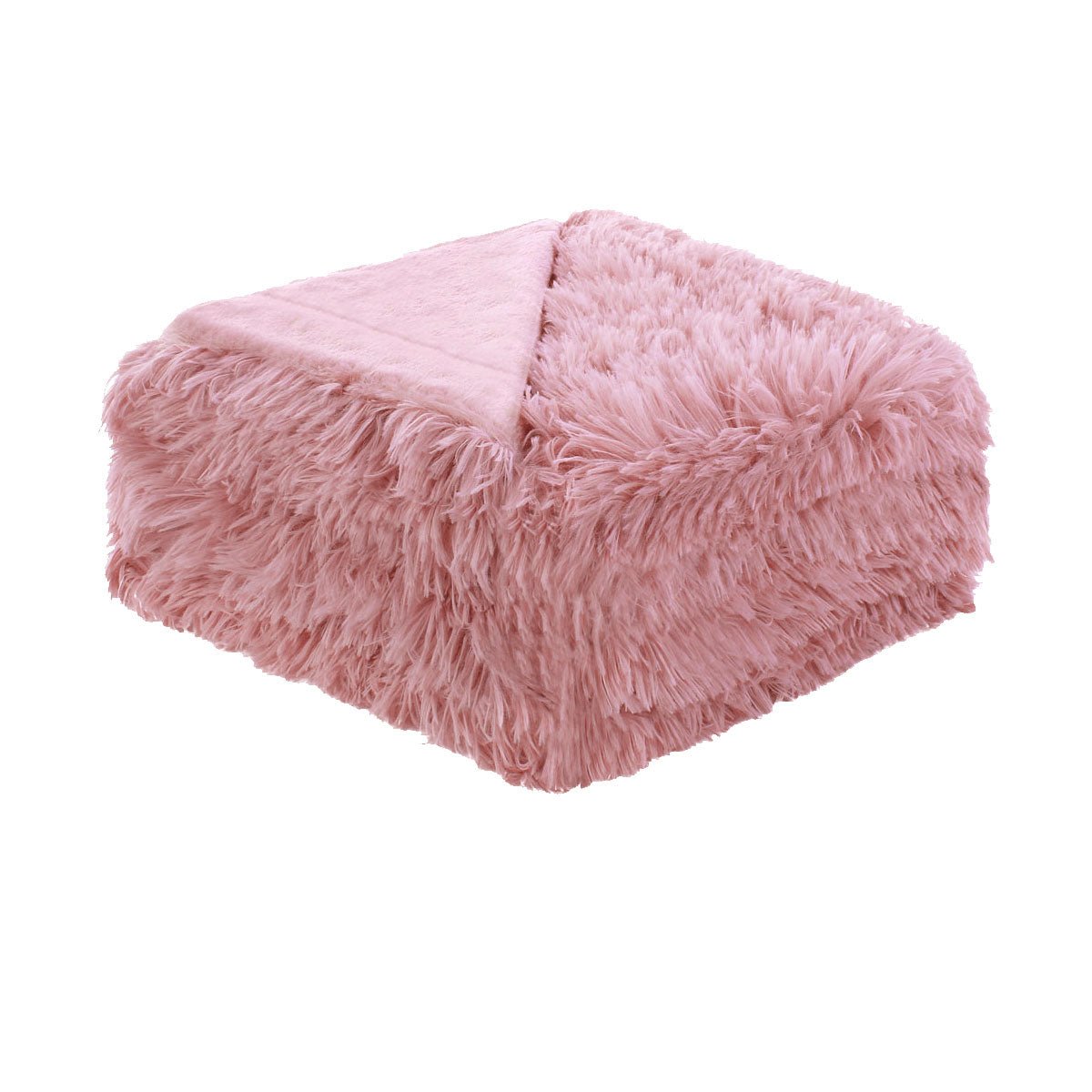 Hotel Living Soft Shaggy Long Hair Blanket King Pink - Home & Garden > Bedding - Bedzy Australia