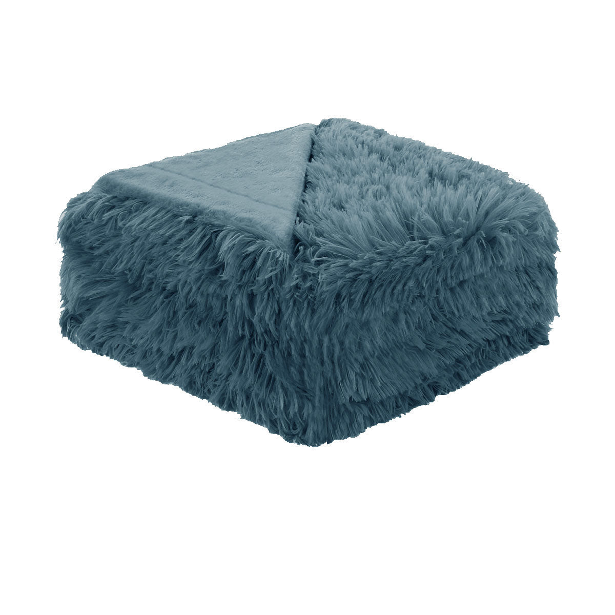 Hotel Living Soft Shaggy Long Hair Blanket Queen Dusk Blue - Home & Garden > Bedding - Bedzy Australia