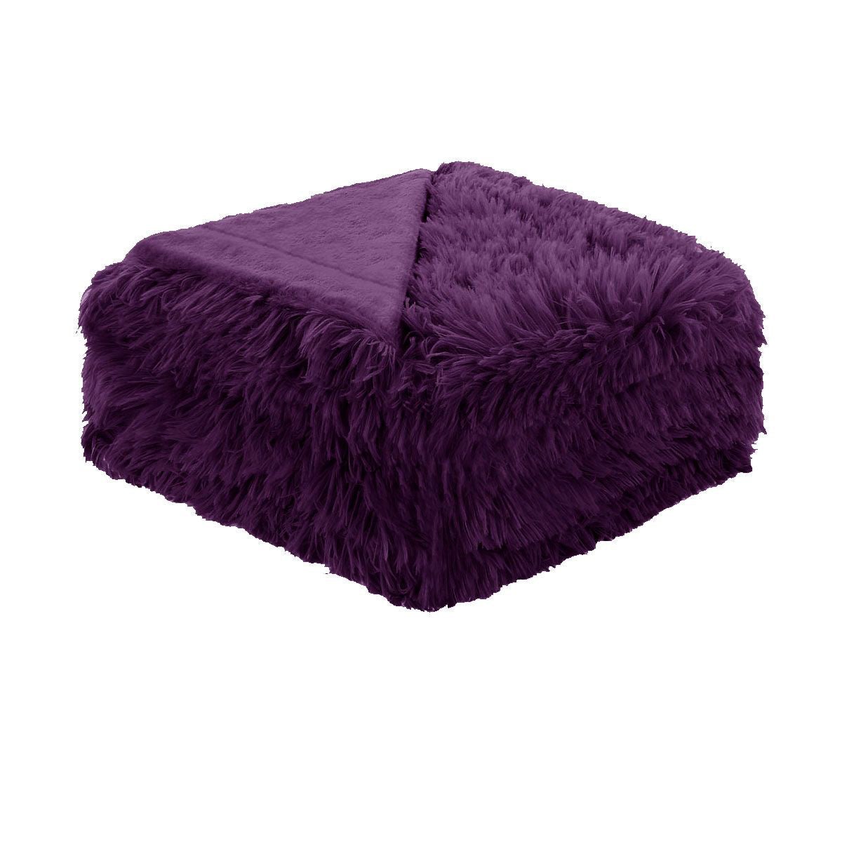 Hotel Living Soft Shaggy Long Hair Blanket Queen Purple - Home & Garden > Bedding - Bedzy Australia