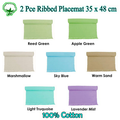 Hoydu Set of 2 - Cotton Ribbed Placemats - REED GREEN - Home & Garden > Kitchenware - Bedzy Australia