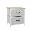 Bedside Storage Cabinet with 2 Fabric Drawers - Beige