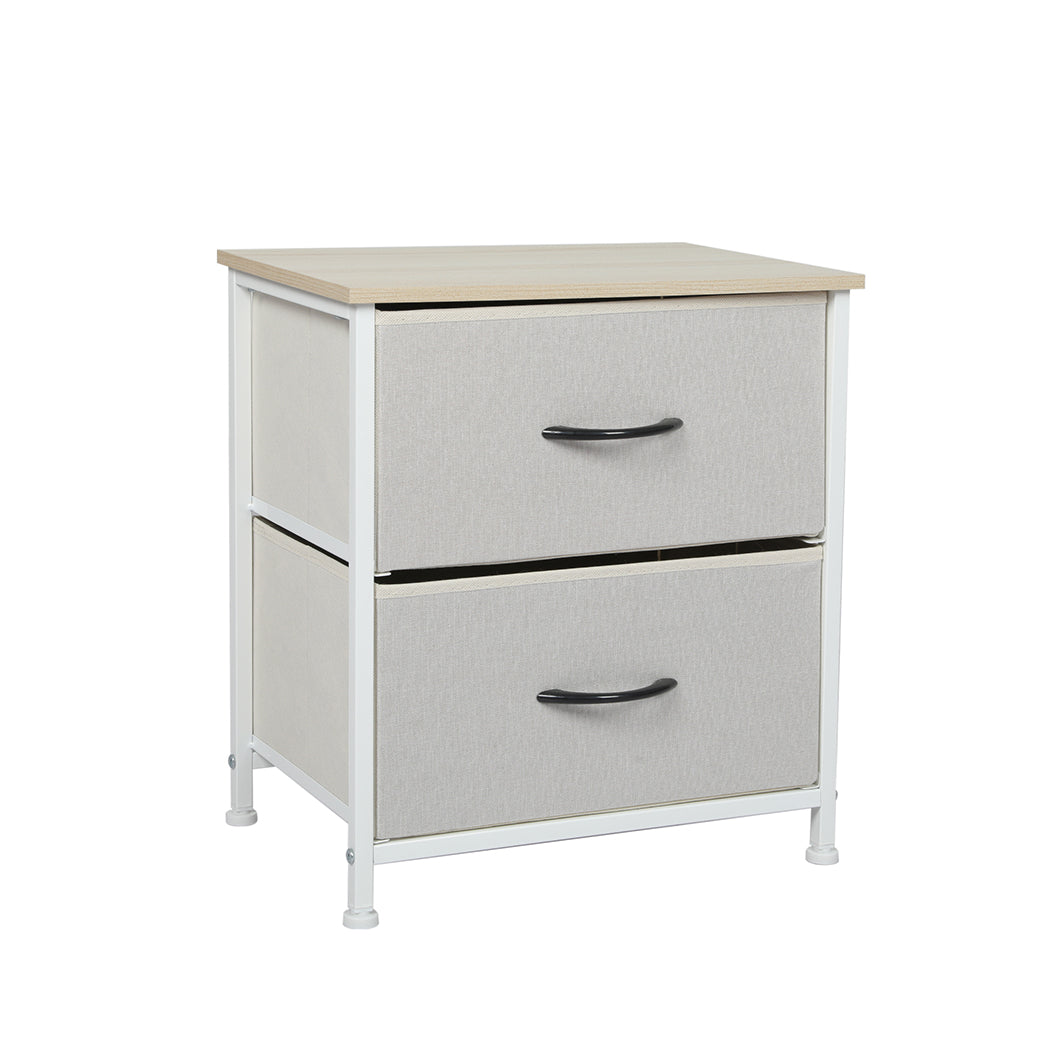 Levede Chest of 2 Drawers Bedside Table Beige-1954802983824920576