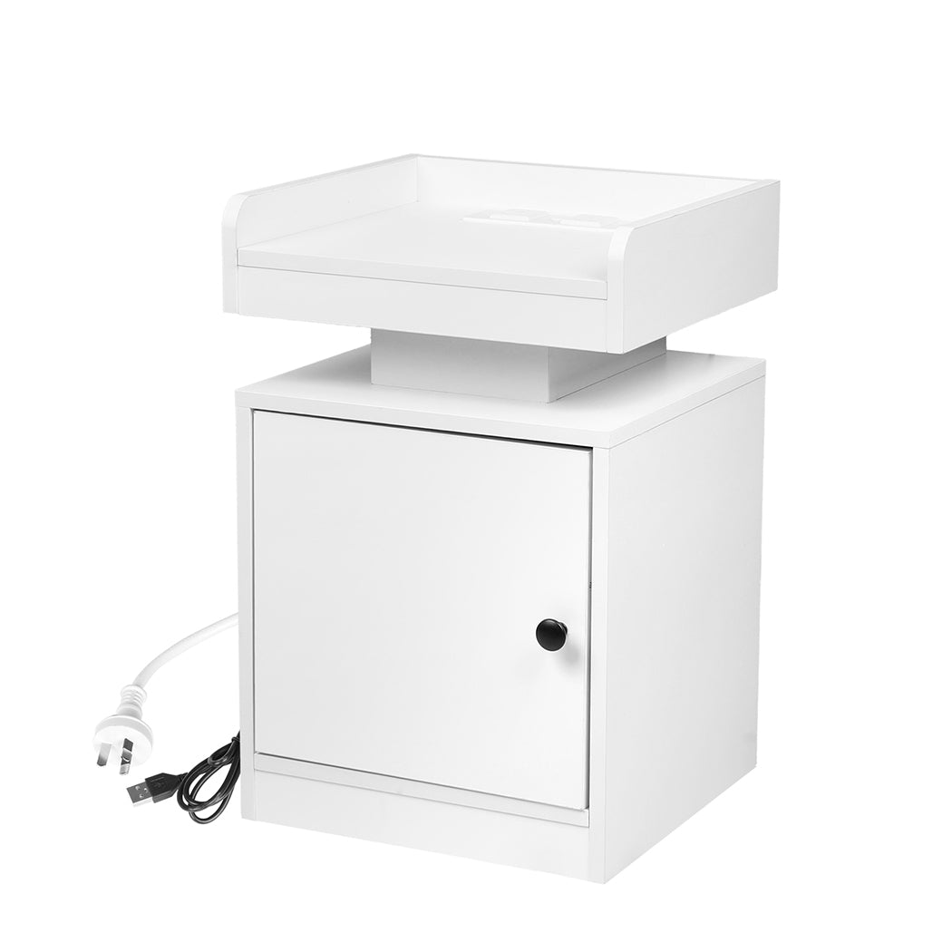 Levede Bedside Table USB Charger Outlet RGB White-1954802384995749888