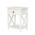Wooden Bedside Table with Drawer - White